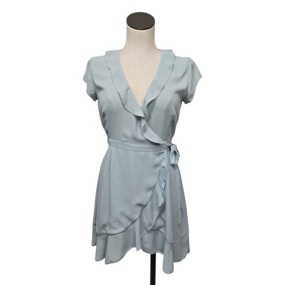 Aritzia Sunday Best Ruffle Wrap Dress Womens Size 0 Chiffon Lightweight‎ Pastel - Picture 1 of 8
